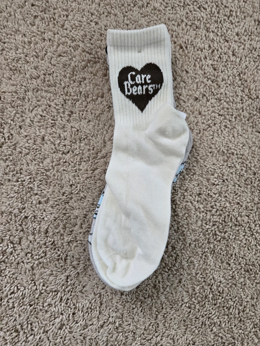 Care Bears Cream & Gray Pastel Bear Face Socks